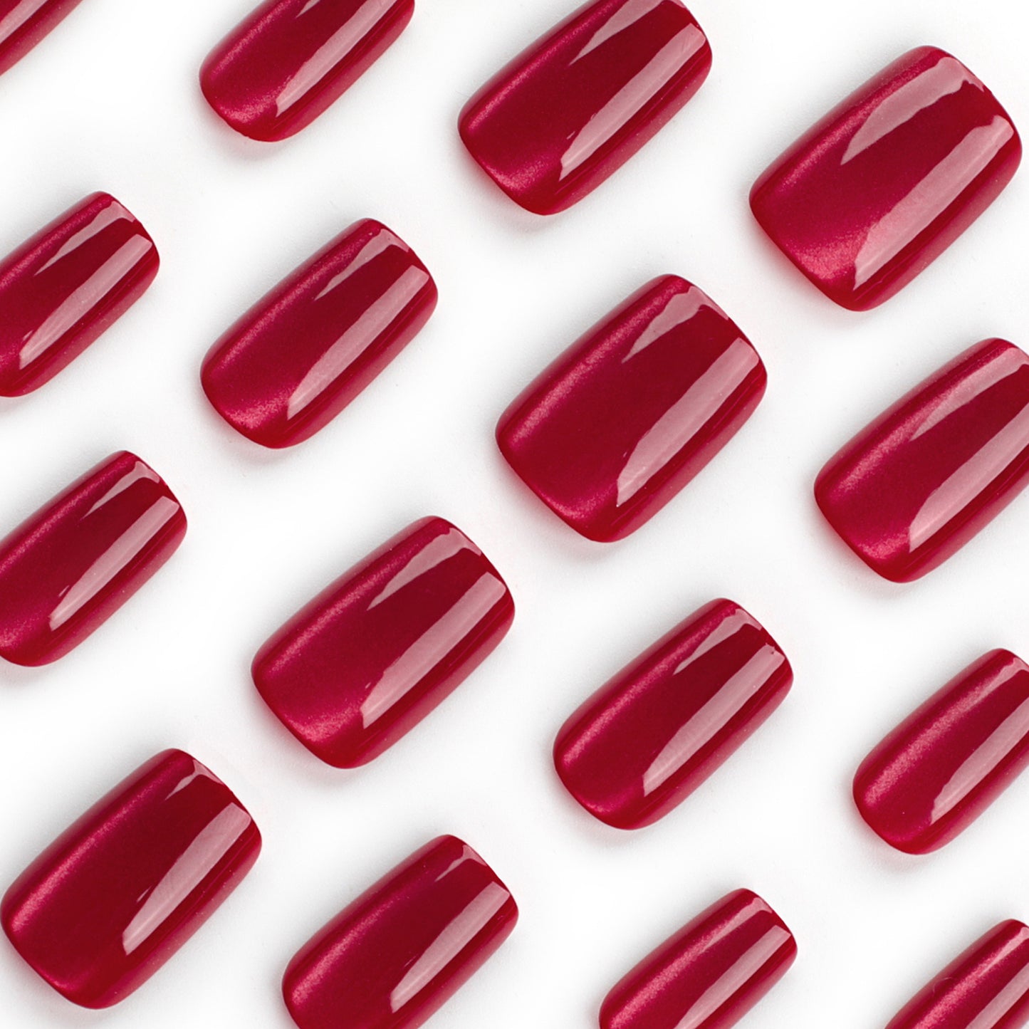 New Year's cat eye red solid color short autumn and winter white simple nail art removable factory |365nails