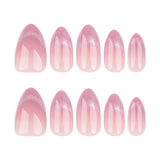 Explosivo diseño de ojo de gato francés rosa y morado, uñas almendradas cortas y sencillas, diseño de uñas repetible | 365nails