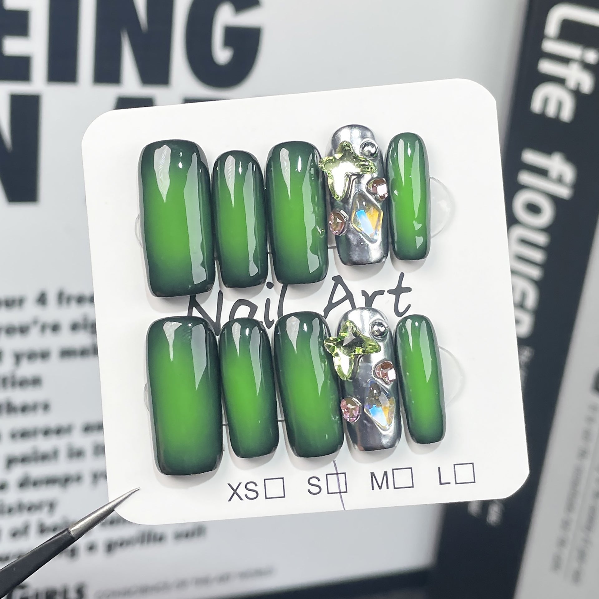 Uñas ruborizadas dulces y frescas de Europa, América, parches de uñas cuadrados medianos y largos hechos a mano, uñas postizas, pegatinas para uñas usables|365nails