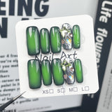 Uñas ruborizadas dulces y frescas de Europa, América, parches de uñas cuadrados medianos y largos hechos a mano, uñas postizas, pegatinas para uñas usables|365nails