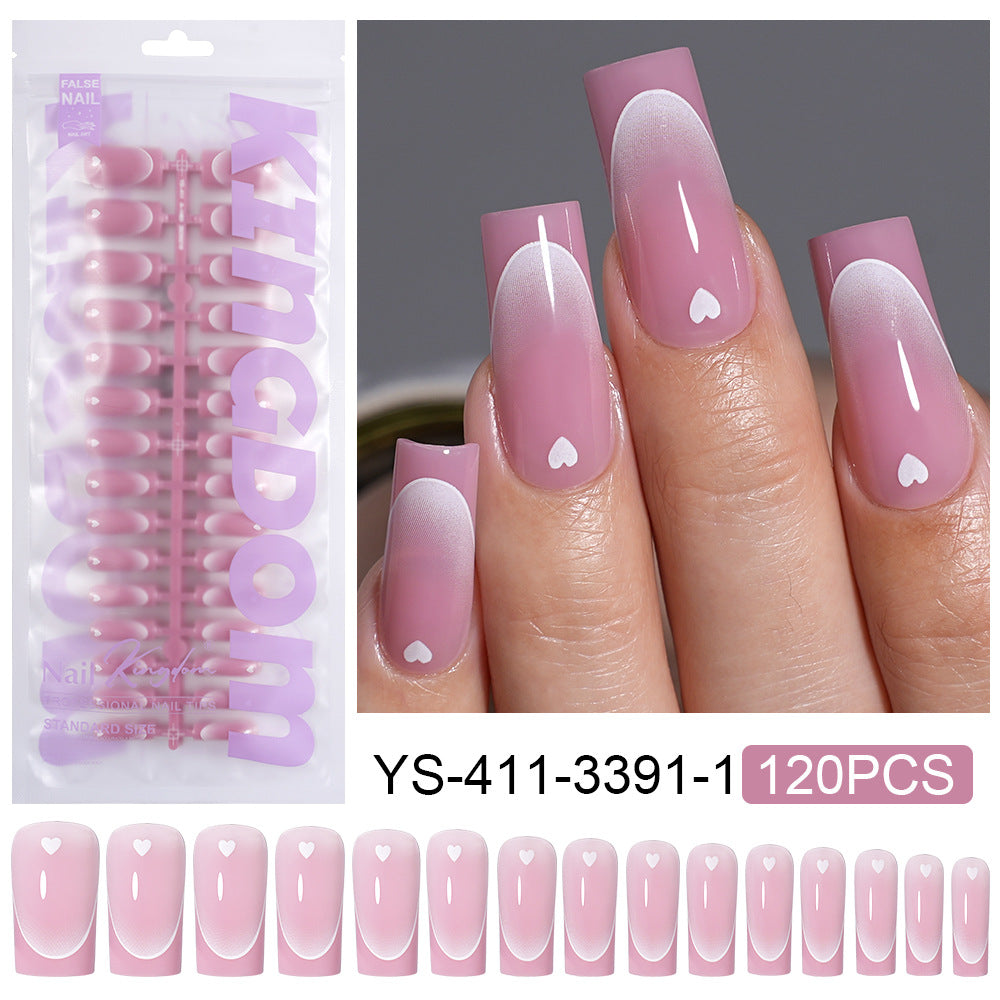 Nail Tips new press on nails French love long square fake nail 120 pieces detachable finished product patch manicure