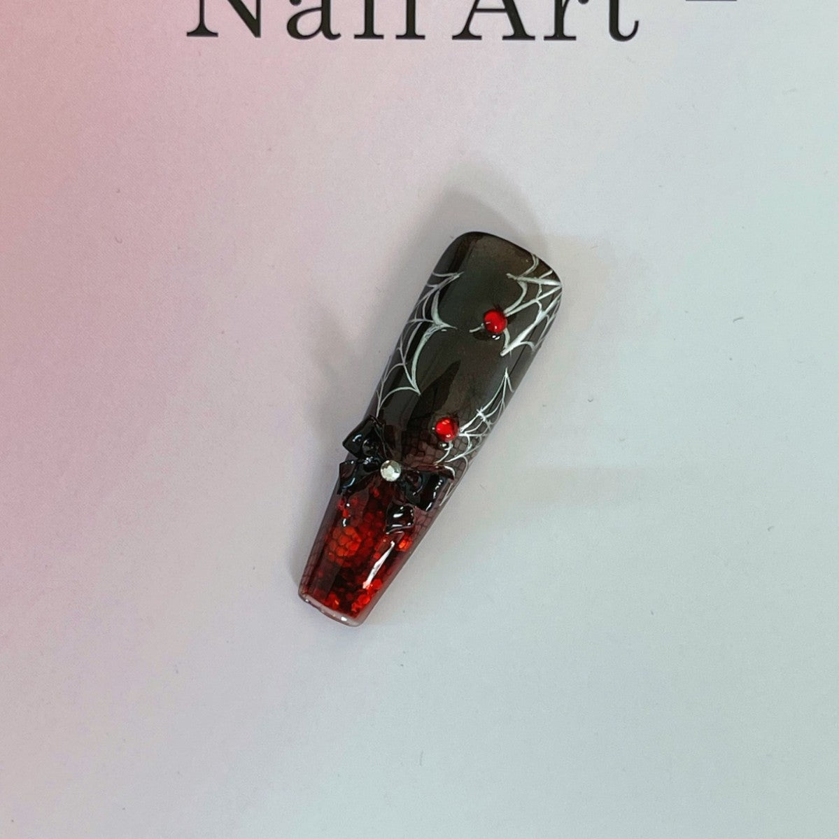 Title Crimson Web Nocturne | Gothic Spider Press-On Nails