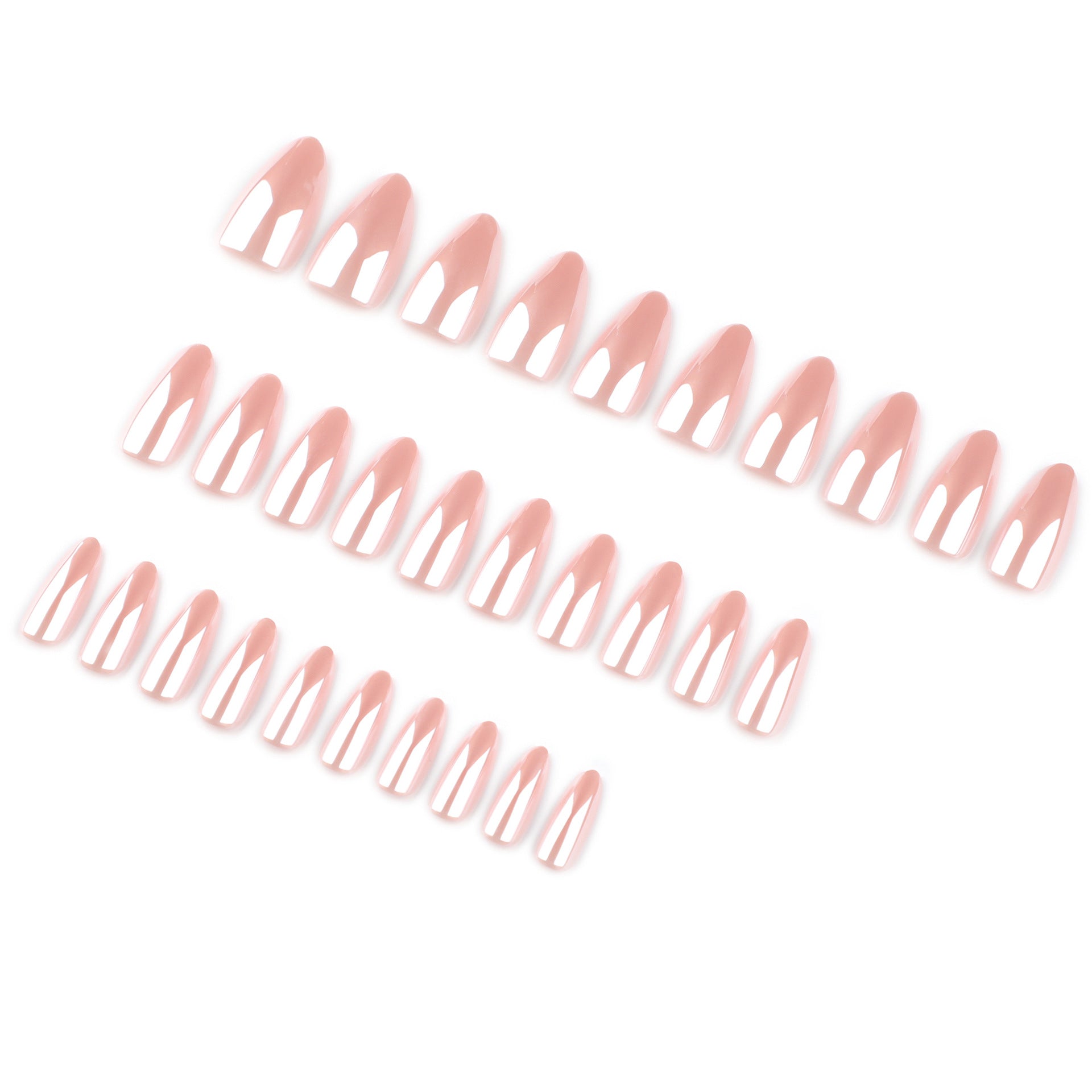 Simple bare powder solid color coating flash almond press-on nails