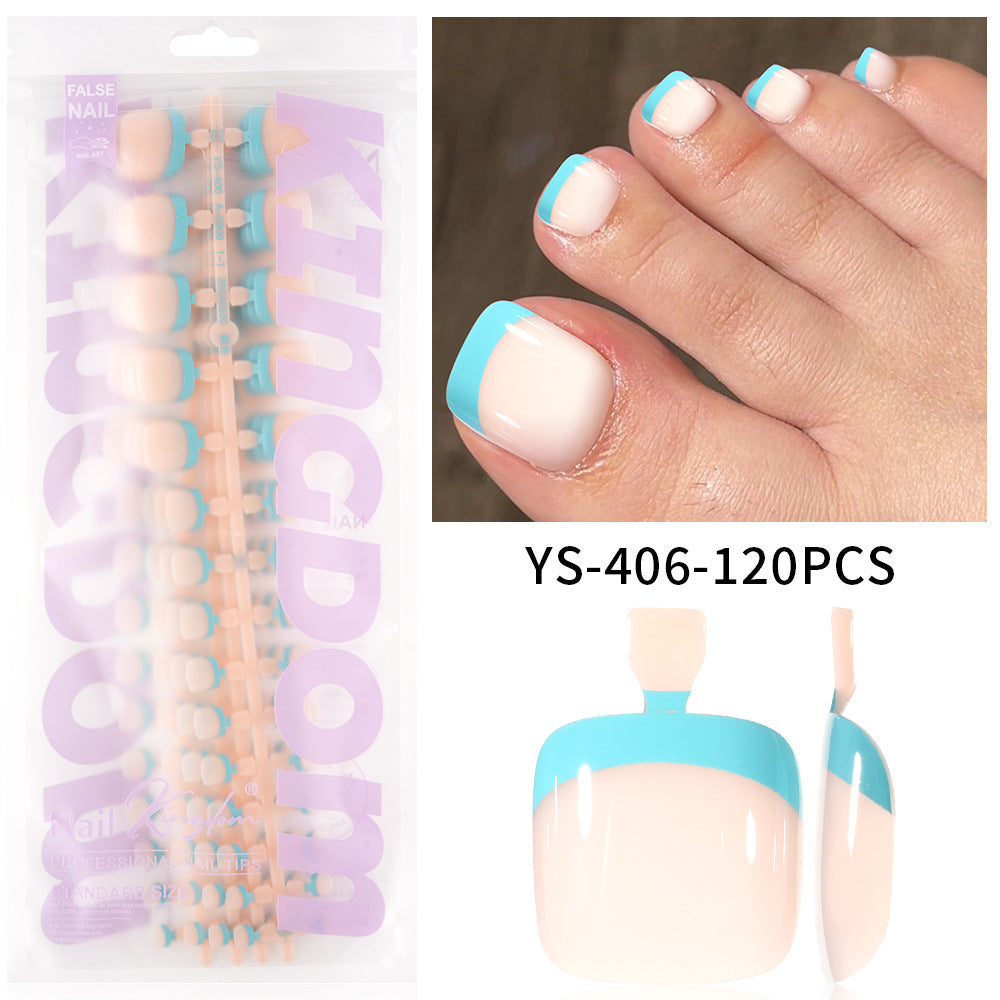 press on nails and toe advanced French foot nail simple and seamless fuel injection full sticker 120 finished nail pads