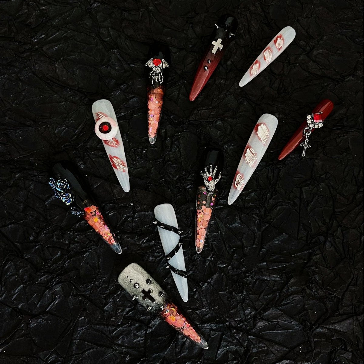 Title Blood Pact Nocturne | Vampire Rose Gothic Press-On Nails