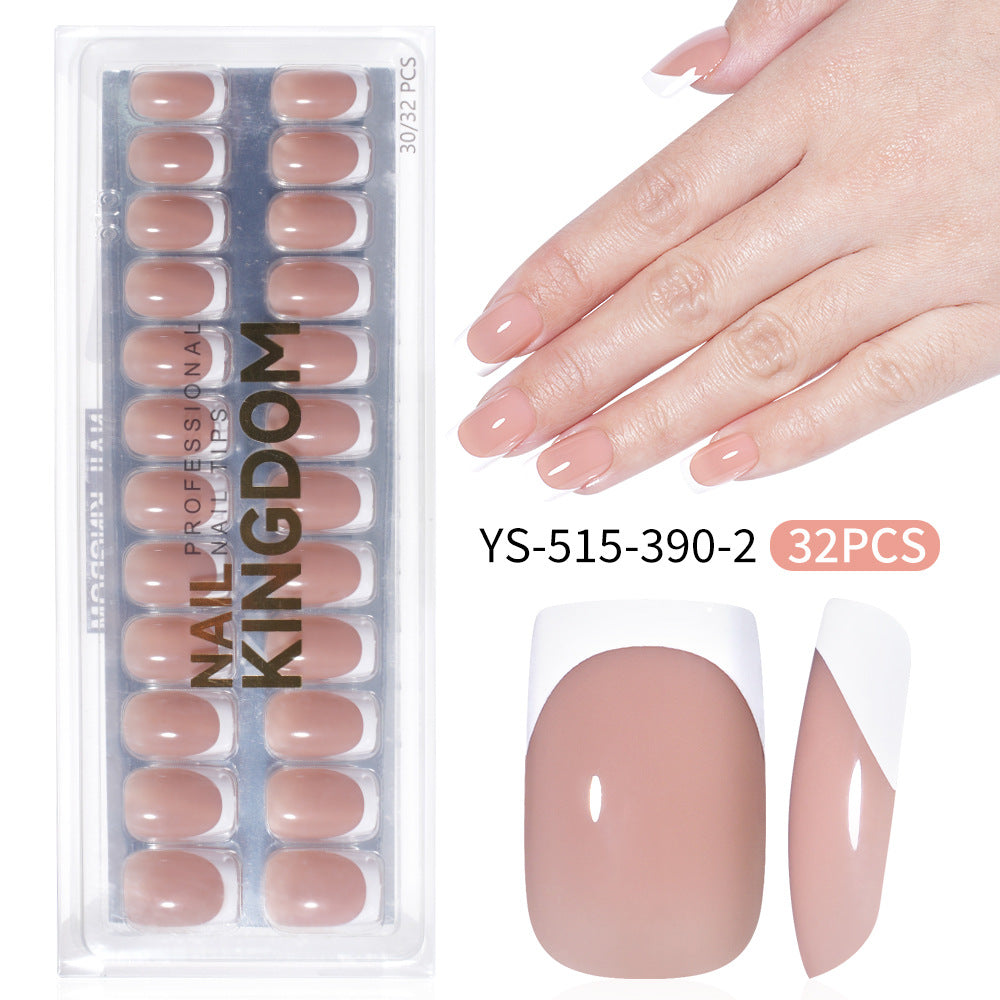 New press on nails French Ultra-thin Short Square False Nails 32 pieces Simple Removable Extension Patch Nail Art