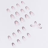 Uñas francesas cortas de ballet en color nude y negro, con acabado de uñas postizas, parches para uñas, parches extraíbles | 365nails