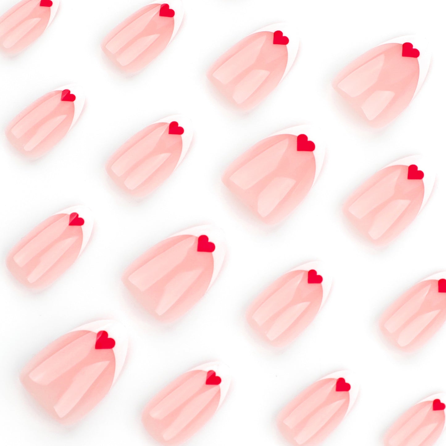 Unhas francesas simples, brancas, vermelhas, minimalistas, para o Dia dos Namorados, com estampa de unhas de pressão|365nails