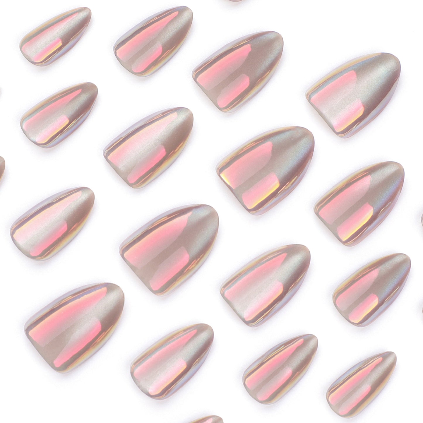 nail film short almond-shaped wearable nail film finished product wholesale Aurora cat eye simple manicure fake nails|365nails