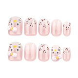 Japanese sweet cat French leopard print short square press-on nails