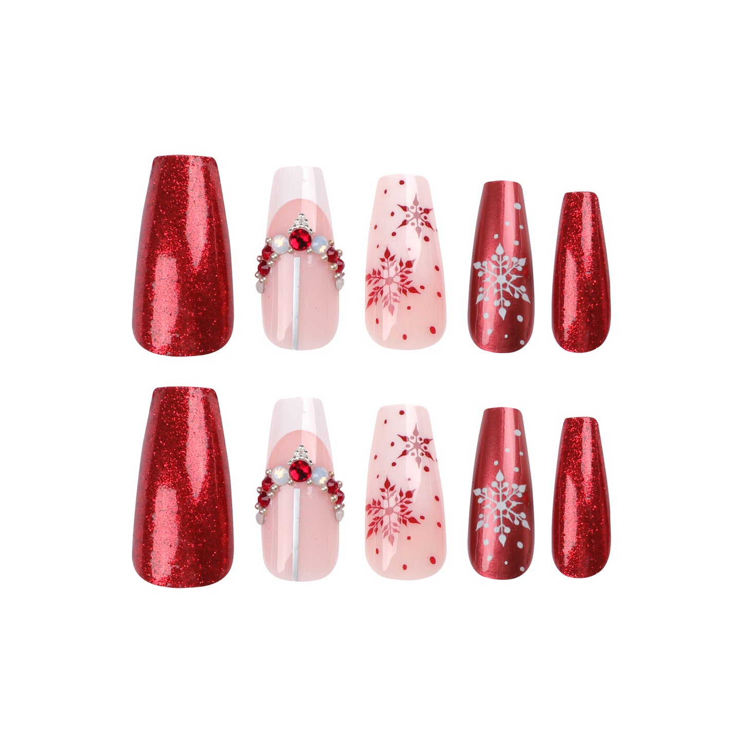 explosion Christmas snowflake fake nails patch detachable Press onable nails manicure nails piece finished product factory wholesale|365nails