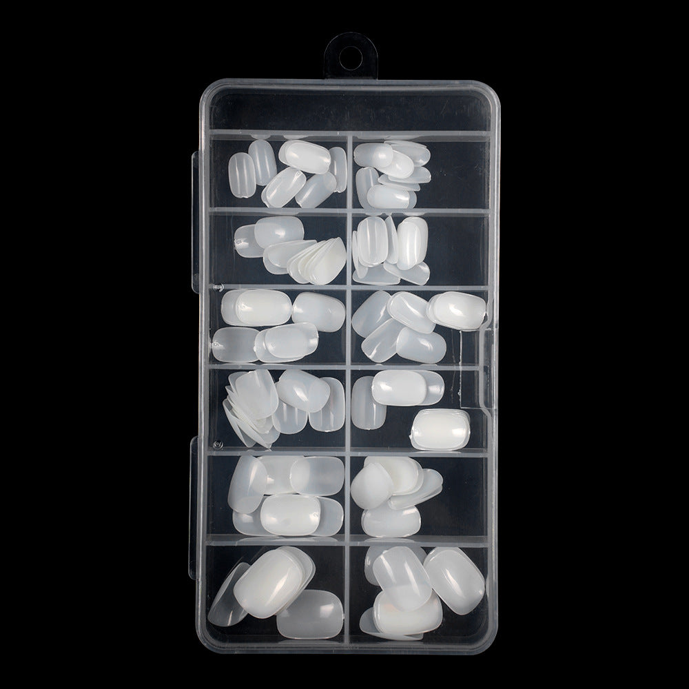 Nail Tips Children wear 120 nail pads, boxed transparent and seamless, fully pasted short nail pads to practice children's fake nails