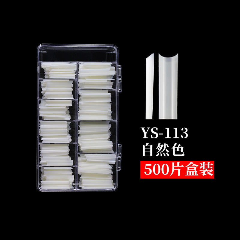 Nail Tips Nail plate semi-sticker, light sticker, lengthened XXXL water pipe nail NO C arc, light French manicure, transparent fake nail