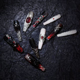 Title Crimson Web Nocturne | Gothic Spider Press-On Nails