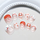 Linhas de desenho animado gatinho tridimensional frutas unhas infantis |365nails