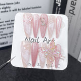 Handmade armor three-dimensional ice crystal butterfly clear feeling hand-painted watercolor smudge cat eye long tip nail art finished patch|365nails
