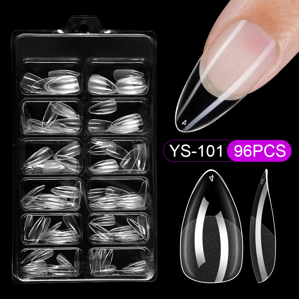 Nail Tips press on nails pads 96 pieces seamless ultra-thin almond fake nail patches removable fully transparent matte extended manicure