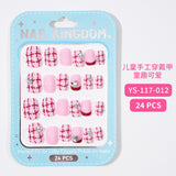 Children's Nail Art Nail Sticker Girl Cartoon 24 Nail Art Sticker Cute Removable press on nails With Drill