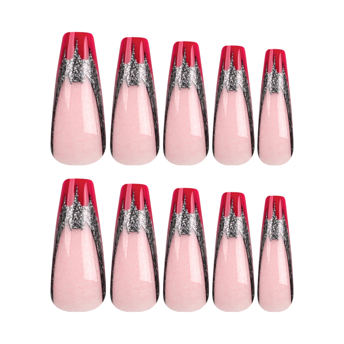Glitter, dark bat , red edge nail art, nail art removable nail piece finished product wholesale|365nails