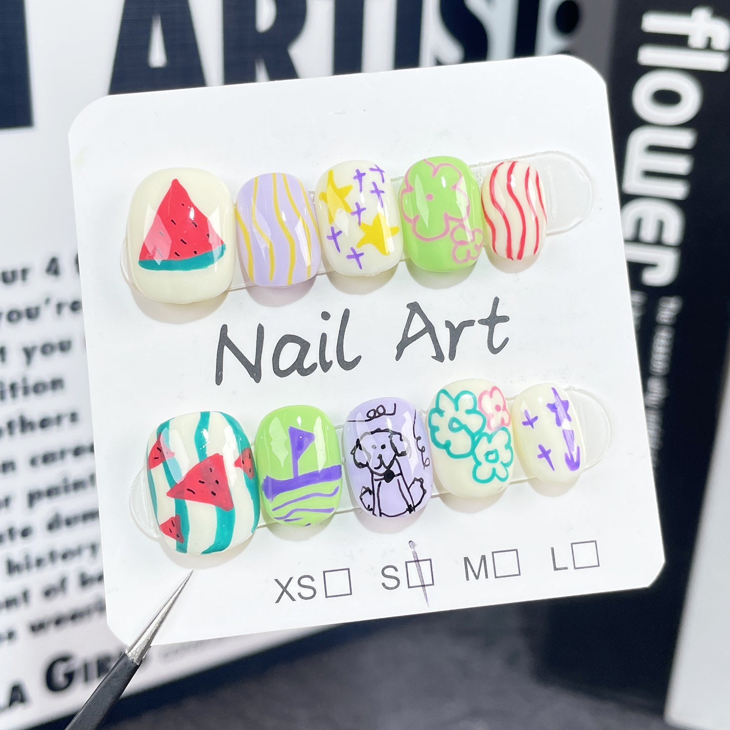 Cute Short Nail Art Voyage Master Shougua Puppy Cartoon Children's Fun Hand-painted Graffiti Nail Patch|365nails