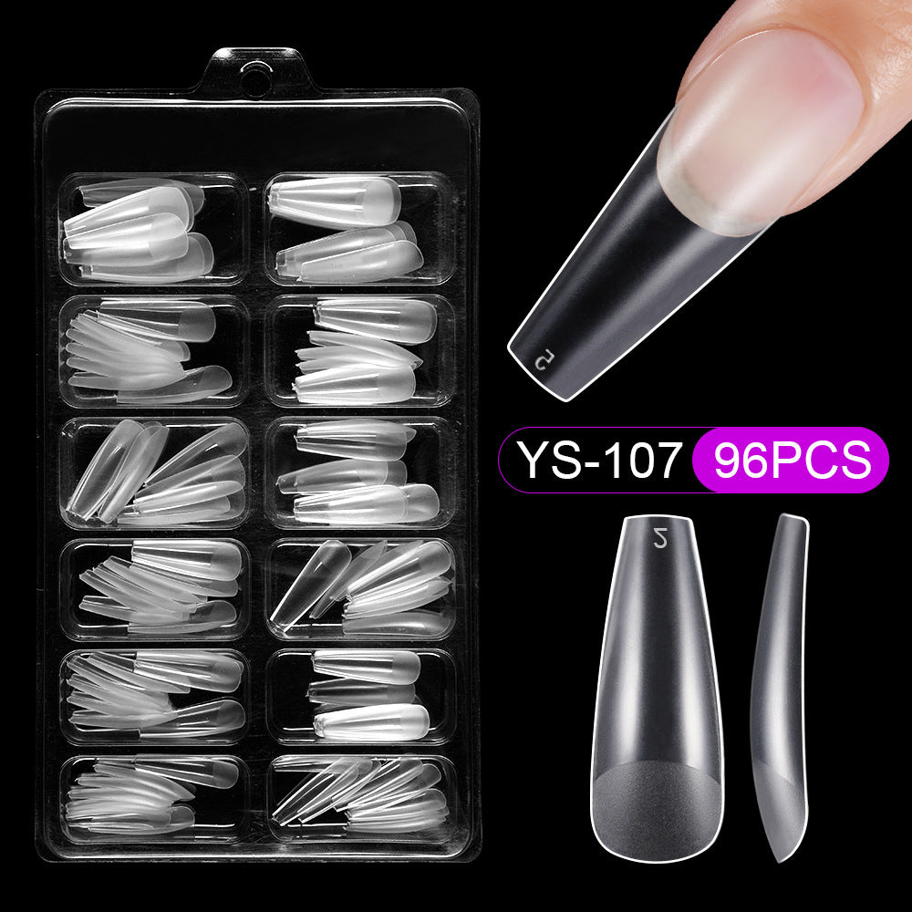 Nail Tips press on nails pads 96 pieces seamless ultra-thin almond fake nail patches removable fully transparent matte extended manicure