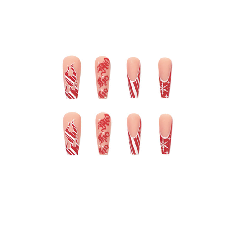 Wearable manicure Flame Snowflake Christmas Wearable manicure Long nail sticker Removable nail piece Wholesale|365nails