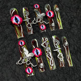 Armadura de cachimbo de água retrô liga metálica escura vento caveira cruz personalizada feita à mão unhas de pressão atacado | 365nails