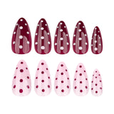 Short Almond Red Dot Pink press-on nails