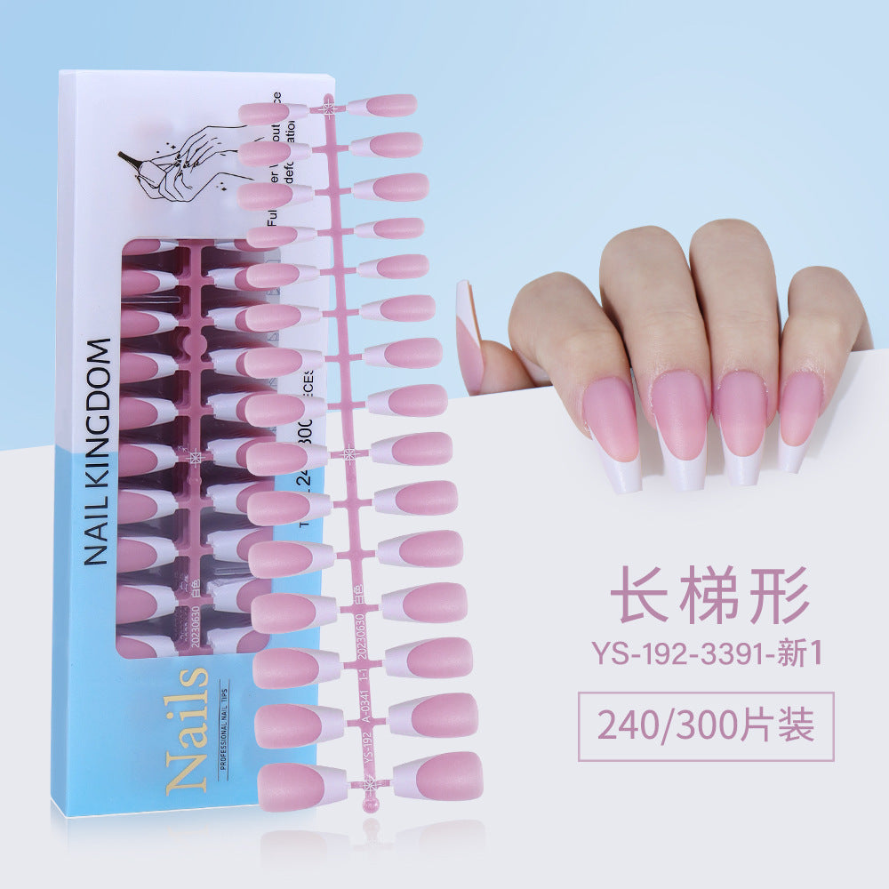 Nail Tips New French press on nails 240 pieces boxed fake nail manicure work in progress matte full sticker French nail piece