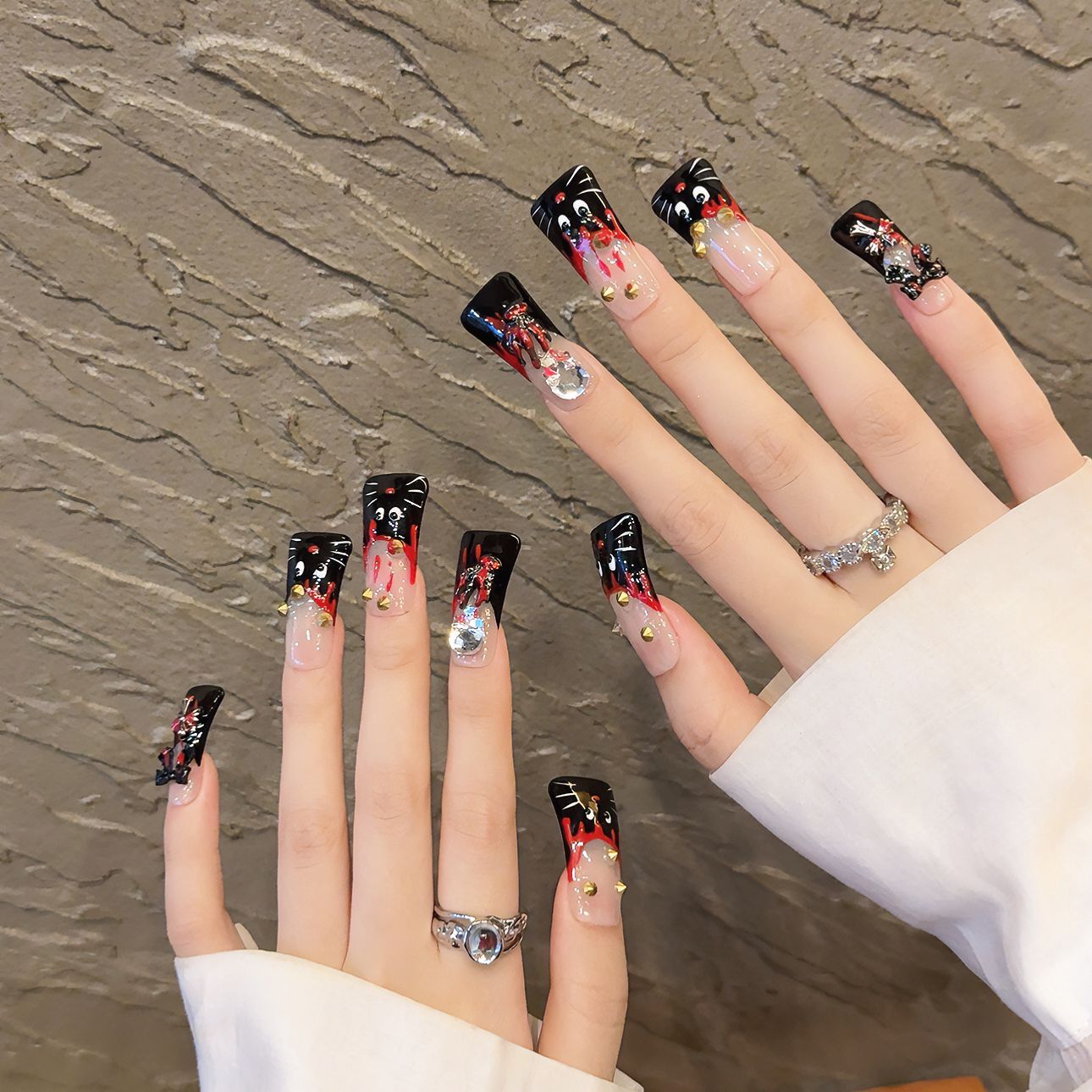 Duck Beak Nail Art Hand Painted Cat Region Limited Nails Handmade Wear Nail fake nails Nail Art | 365nails