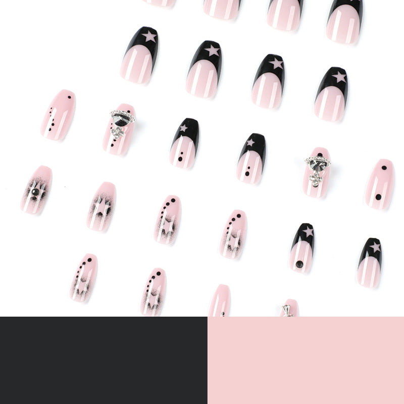 Wear fake nail piece cross Empress Dowager West hollowed out star nail piece finished nail piece press on nails|365nails