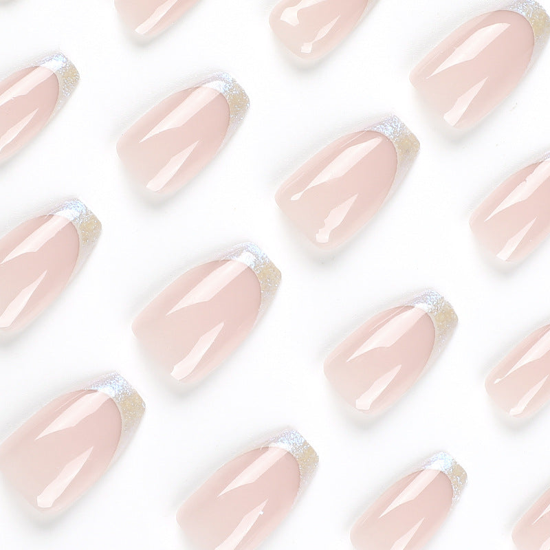 Uñas francesas cortas y sencillas con borde blanco, terminadas al por mayor | 365nails