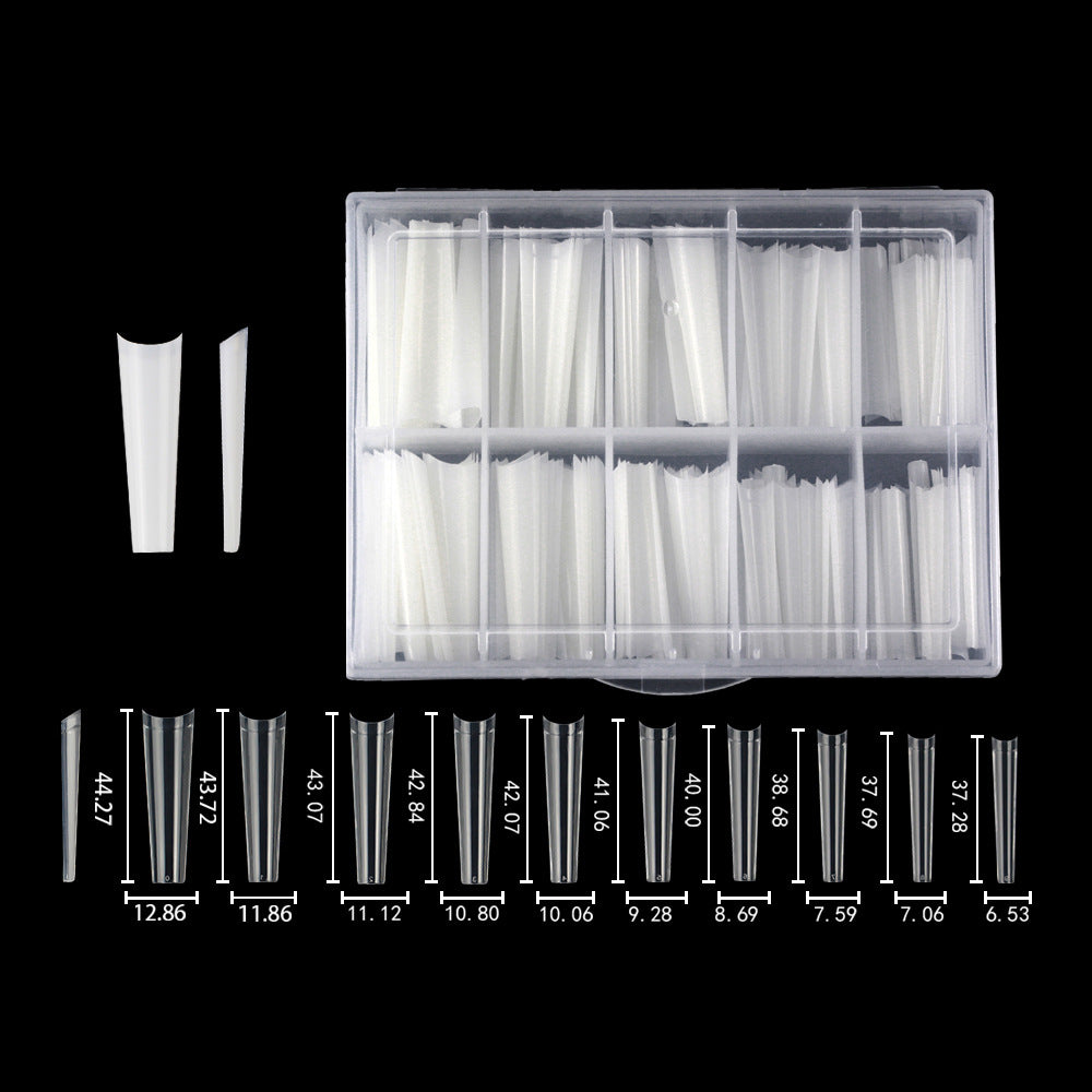 Nail Tips nail pads lengthened XXL not C denim armor 200 pcs boxed seamless transparent French semi-sticker fake nails wholesale