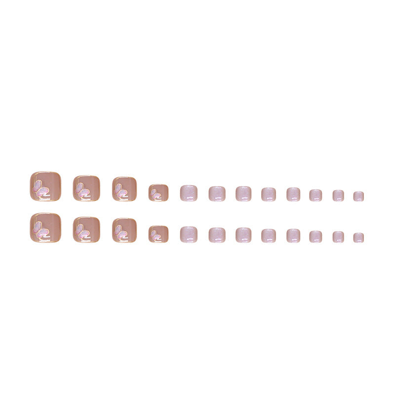 Unhas postiças estilo olho de gato e borboleta, peça de manicure, peça de unha postiça para unhas dos pés, peça de unha estilo olho de gato, 24 peças|365 unhas