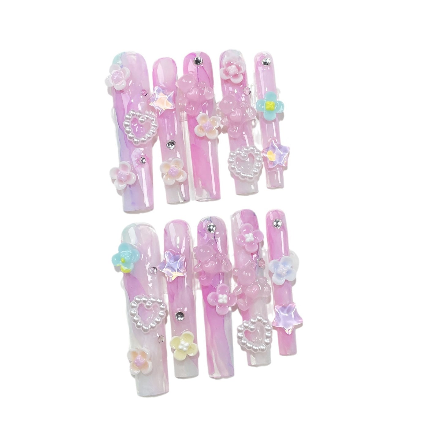 Style super long water pipe nail pure Handmade Press-on Nails watercolor Spice Girl press-on nails sticker wholesale|365nails