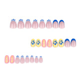 Foreign trade hot-selling wearable fake nails short short round manicure pieces French simple wearable fake nails