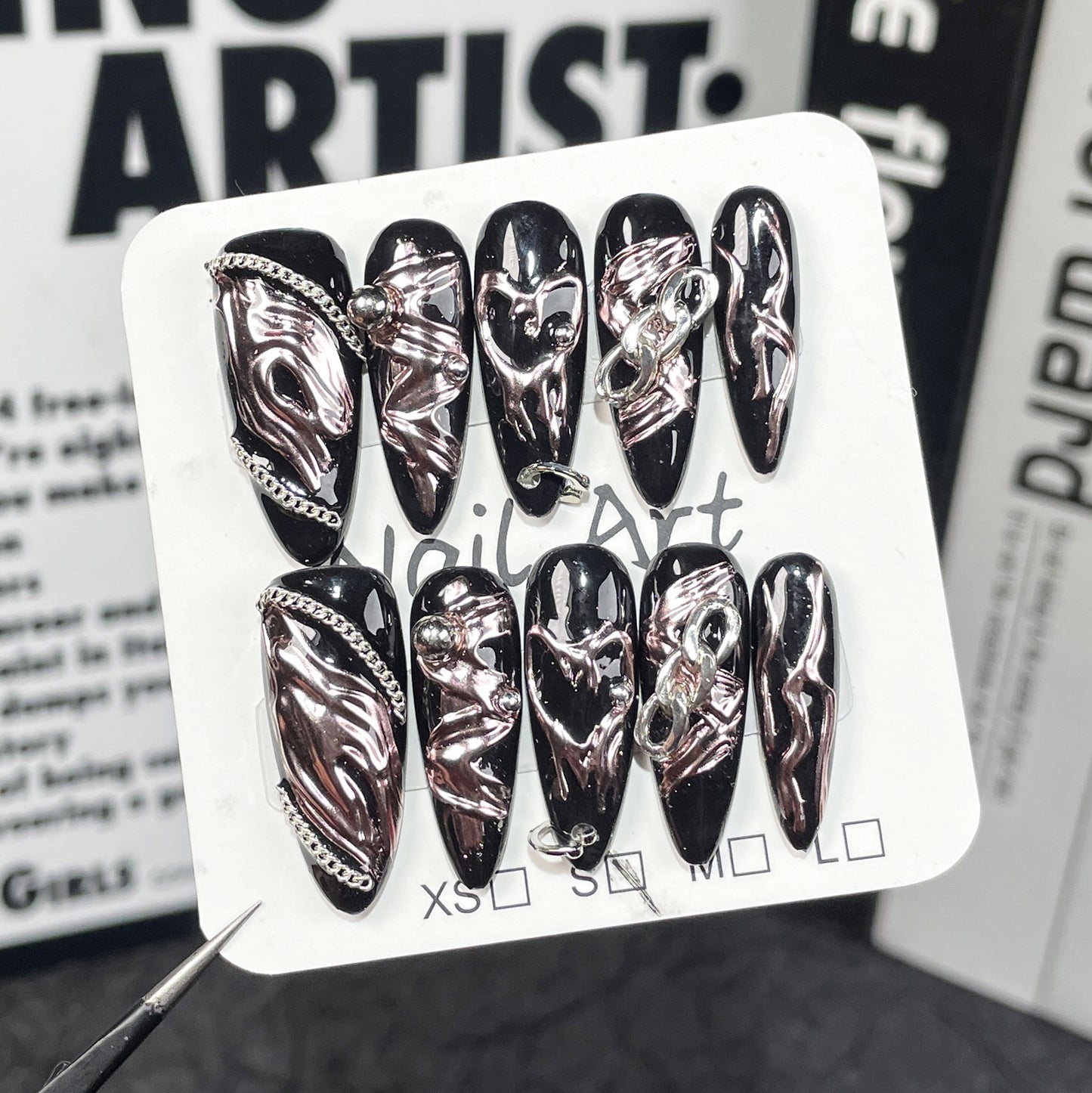 Irregular metal shape Handmade press on nails sweet cool babes nail patch |365nails