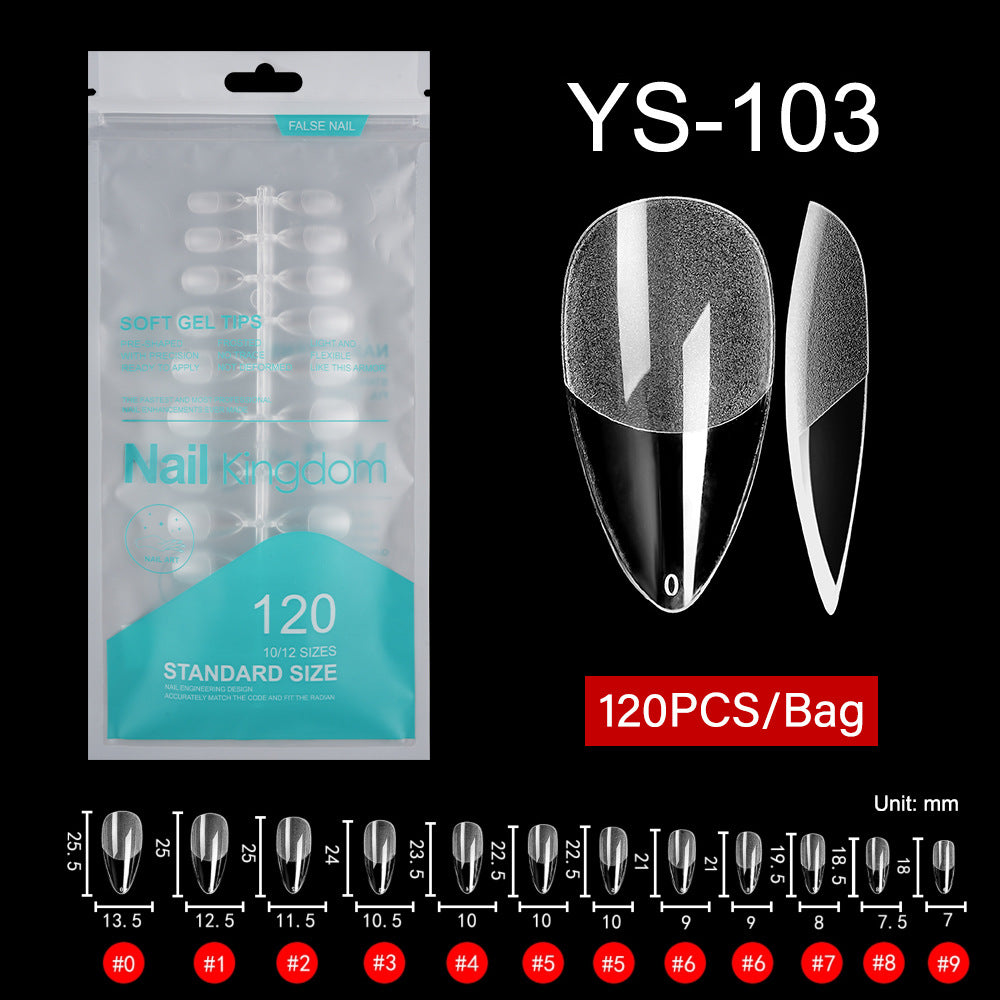Nail Tips Free engraving and semi-matte press on nails pads 120 pieces, transparent and seamless fake nails in bags, fully attached to matte nail pads