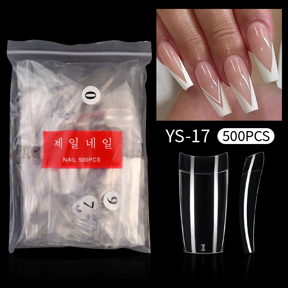 Nail Tips Transparent nail piece Semi-sticker Shallow sticker 500 pieces French long nail art trapezoidal square light and thin press on nails nail piece