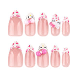 French leopard print Japanese style sweet short almond press-on nails