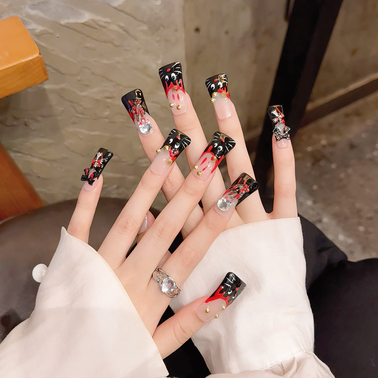 Duck Beak Nail Art Hand Painted Cat Region Limited Nails Handmade Wear Nail fake nails Nail Art | 365nails