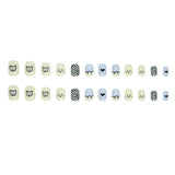 Esquema de cores de rosto sorridente de urso com linhas fofas e simples, manicure fofa para crianças |365nails