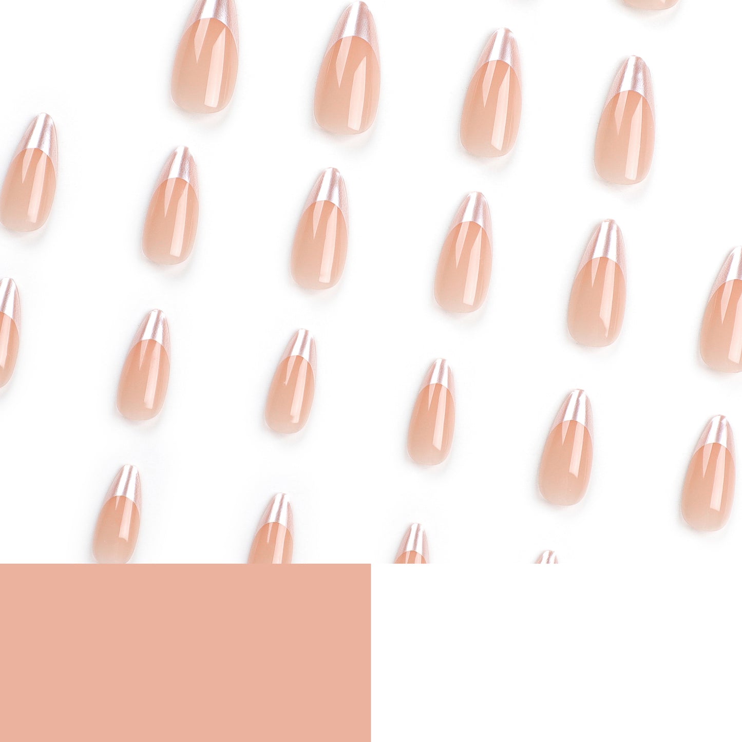 Simple ice-through fake nail manicure piece Almond nail wearable nail sticker Nail piece Hair French wearable nail piece|365nails