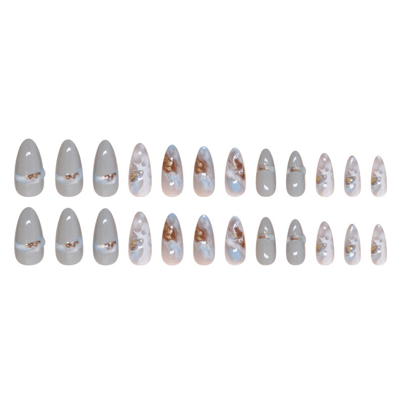 Almofadas de unhas postiças azuis claras, unhas artificiais, almofadas de unhas removíveis tridimensionais, 24 fotos|365nails