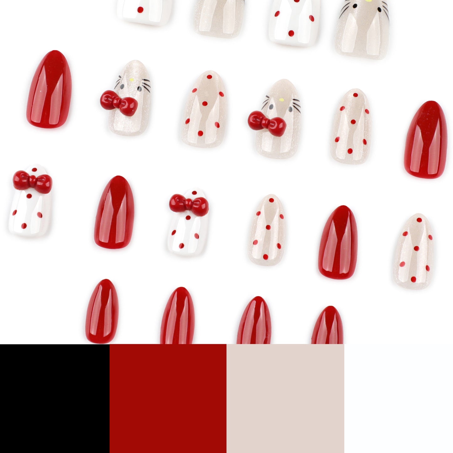Sweet Japanese style cat eye cute bow press-on nails