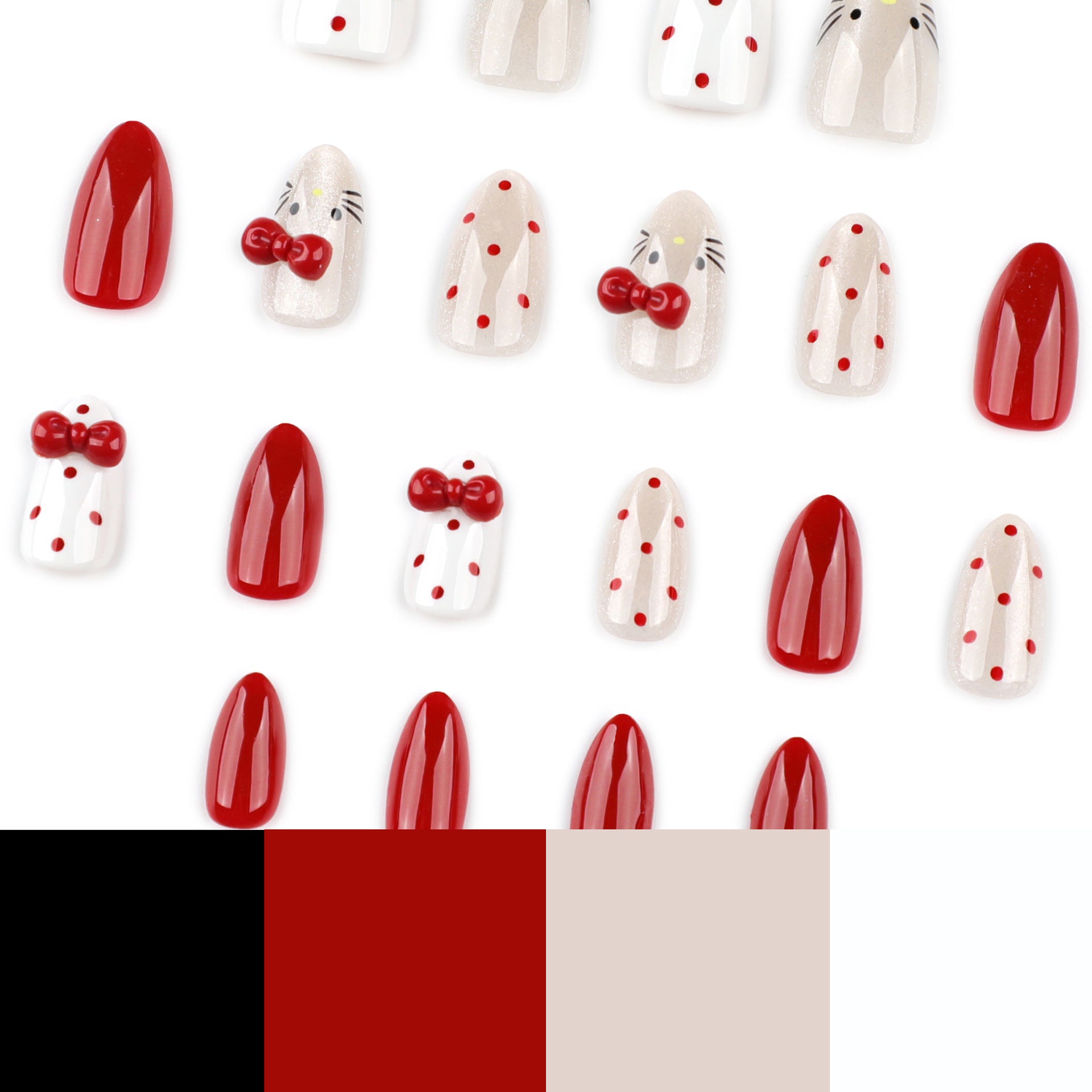 Sweet Japanese style cat eye cute bow press-on nails