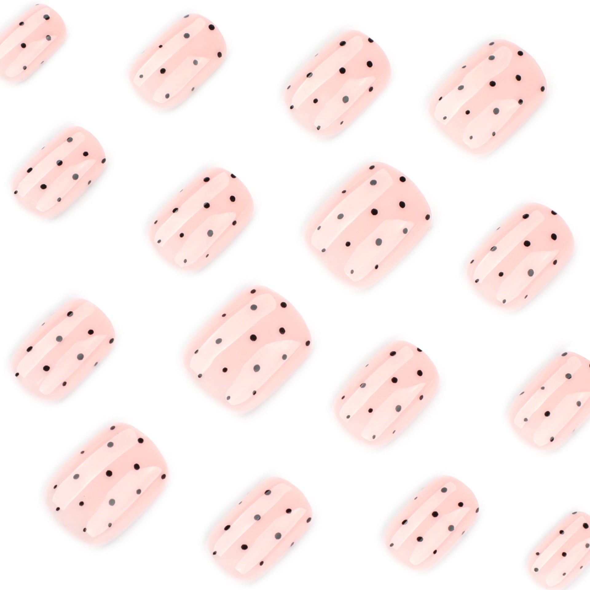 Simple black dot short square press-on nails