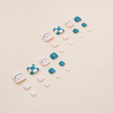 Sorriso fofo fresco lago verde xadrez manicure unhas postiças pequenas manicure fresca unha postiça vestível unhas postiças|365nails