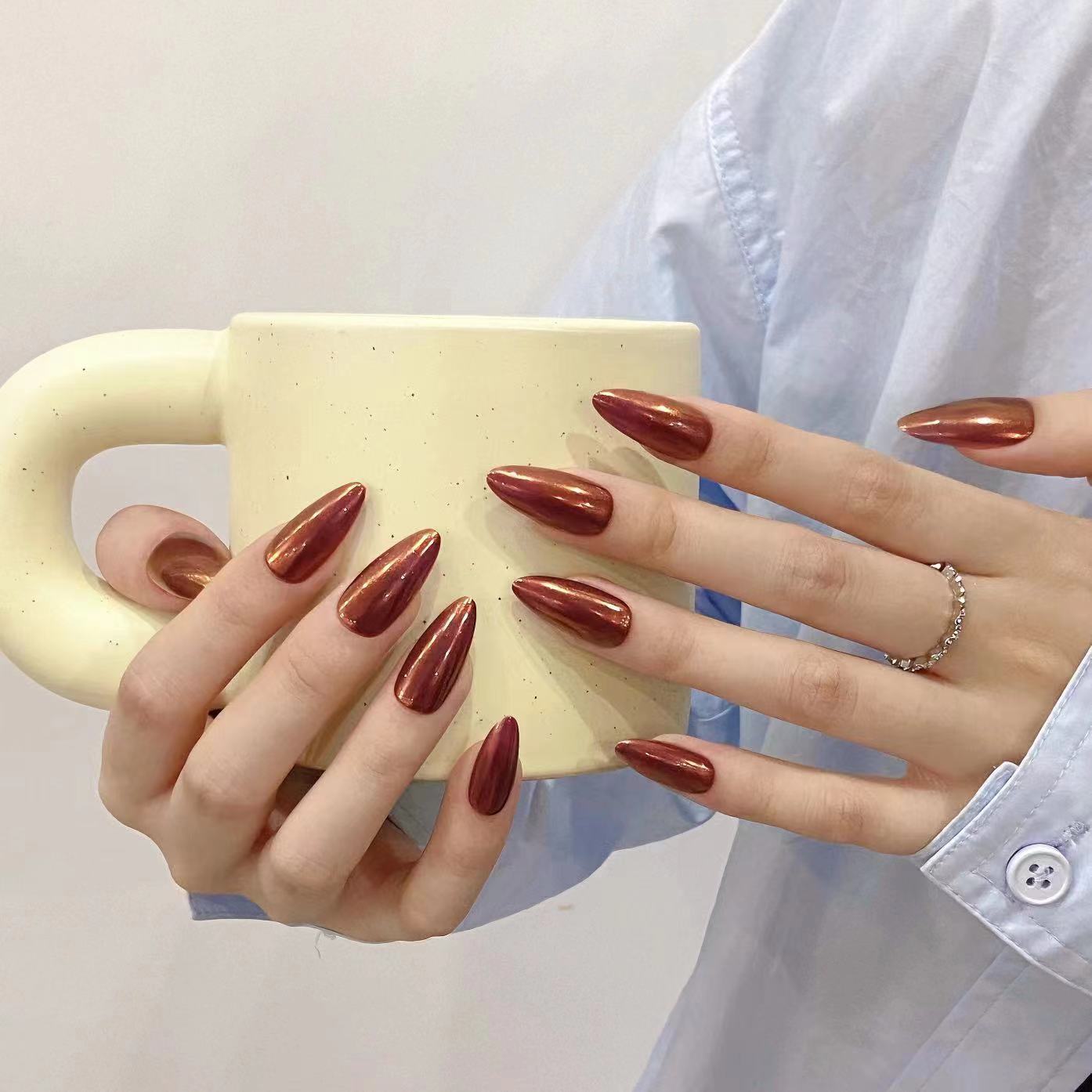 Handmade wear nail versatile white magic mirror champagne nail art net red explosion gold and silver can | 365nails