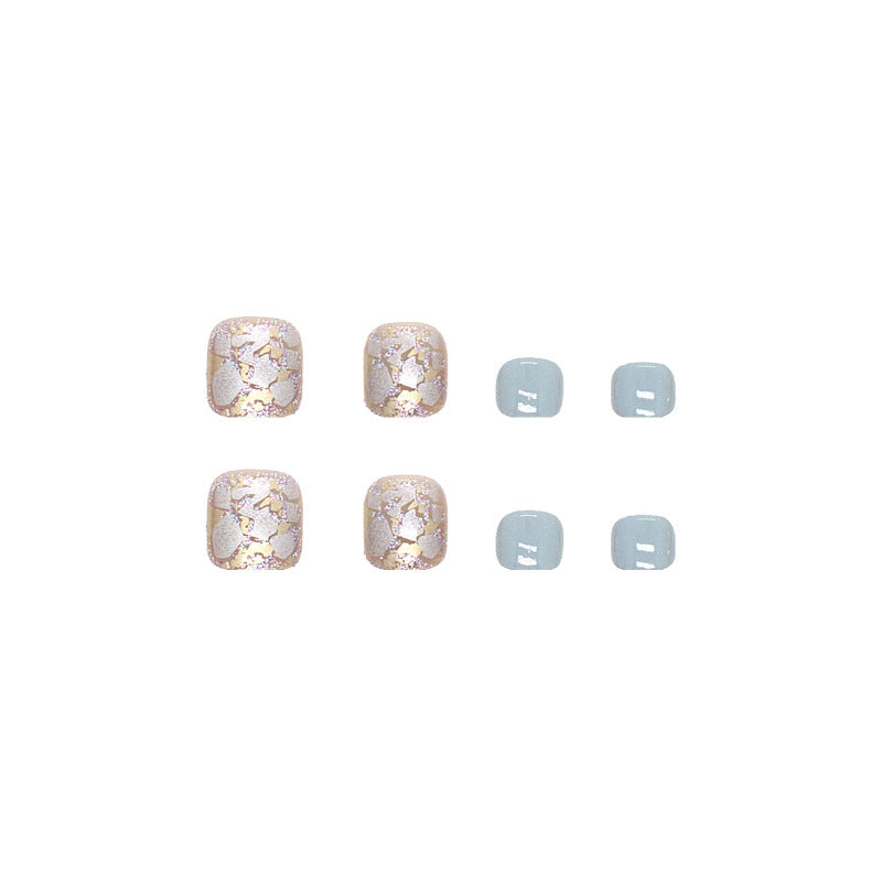 Unhas postiças brilhantes, fragmentos de unhas azuis lago, verão, novo produto acabado para atacado|365nails